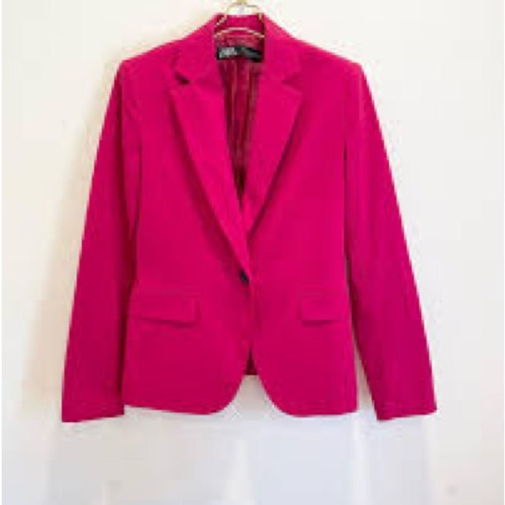 ZARA Hot Pink Fitted Blazer Tailored One-Button Chic Jacket Size XS/US 2